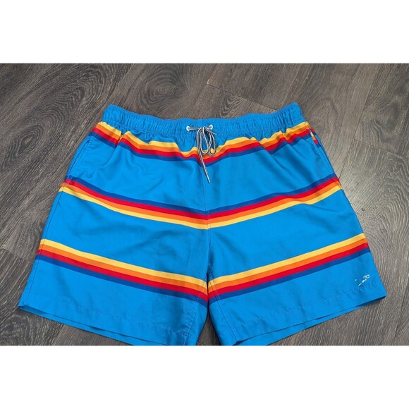 Speedo Mens Blue Striped Lined Mens Size 2XL Swim Trunks Drawstring Waist (227) - Picture 1 of 3